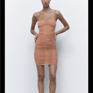 ZARA RUCHED CORSET DRESS